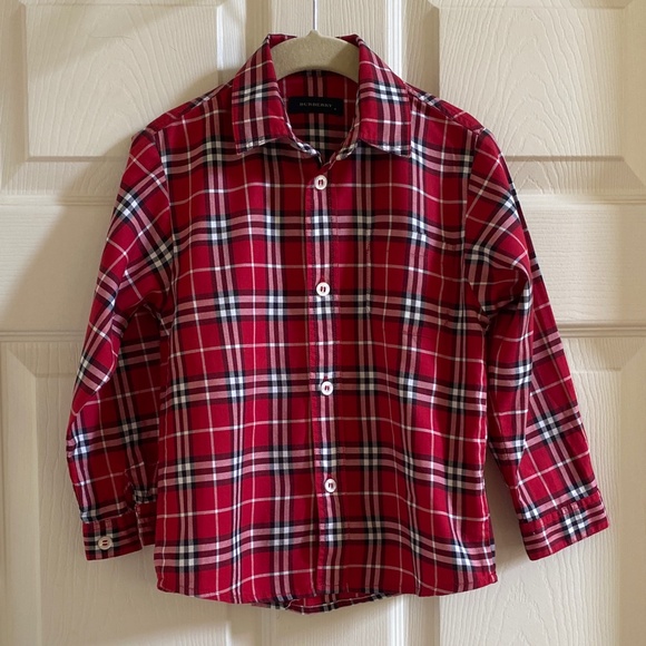 Burberry Other - Burberry boys Vermillion Red Check Cotton Shirt Sz4
